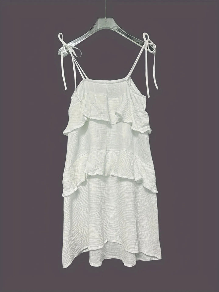 Ruffled Tie Shoulder Mini Dress