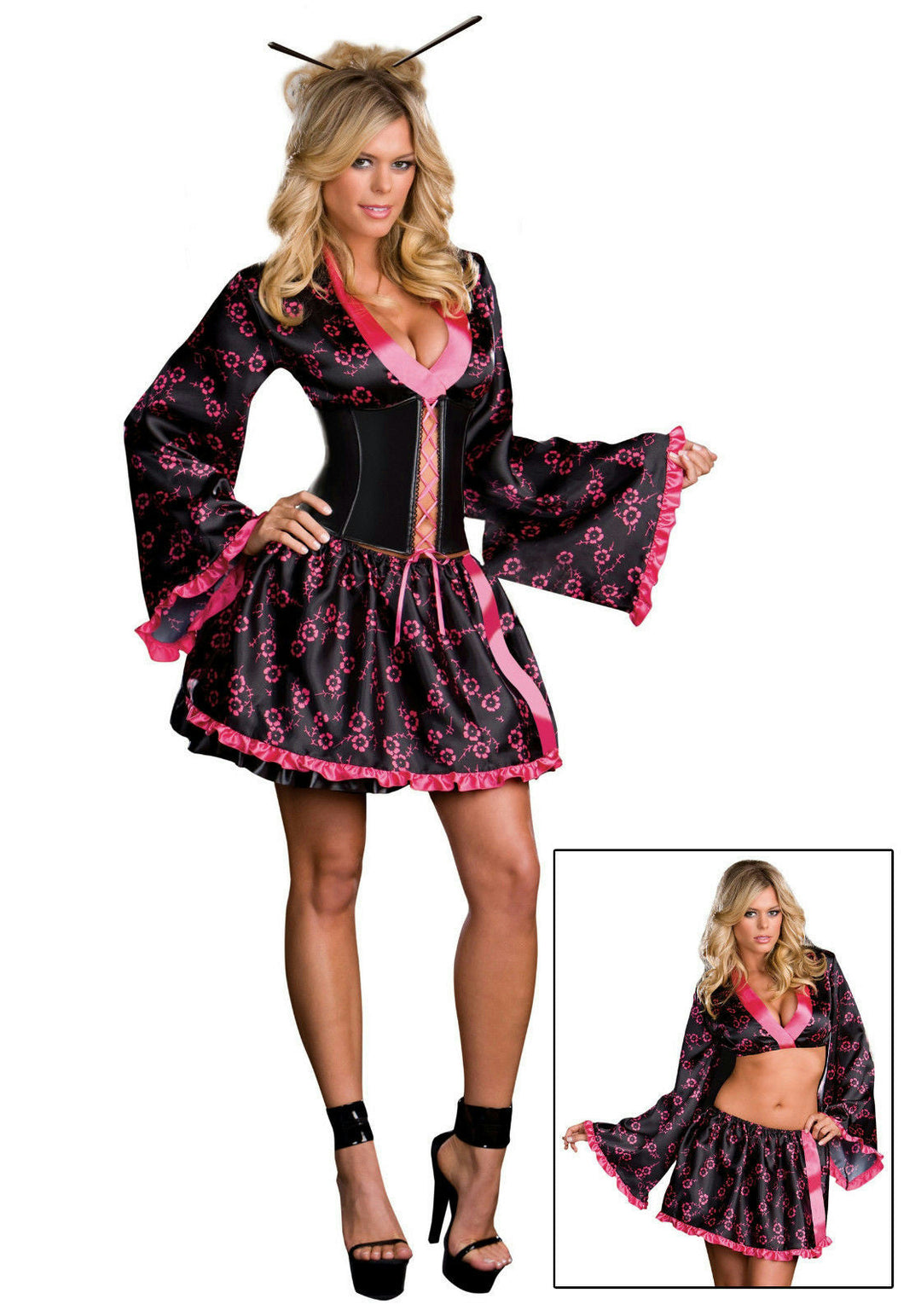 Dreamgirl Women's Sexy Tokyo Treasure Pink And Black Geisha Adult Costume XS 0-2
