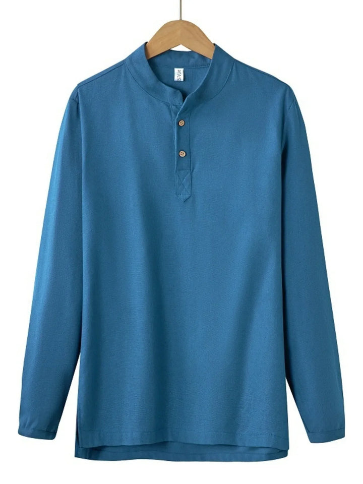 Men's Plus Size Button Detail Long Sleeve Blouse