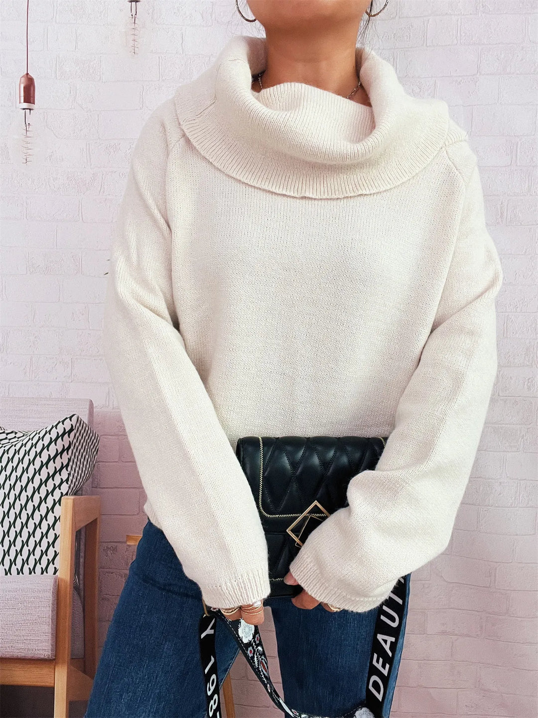 Striped Turtleneck Long Sleeve Sweater