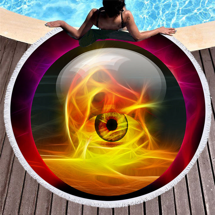 Retro round printed beach towel