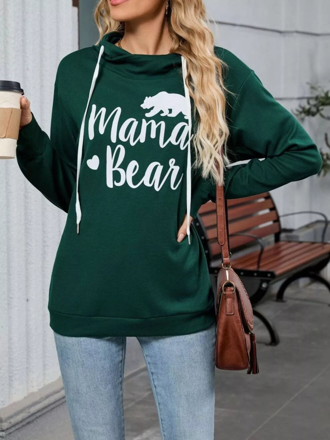 Contrast Letter Graphic Drawstring Long Sleeve Hoodie