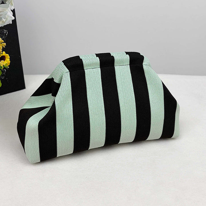 Womens Knitted Bag Striped Clutch