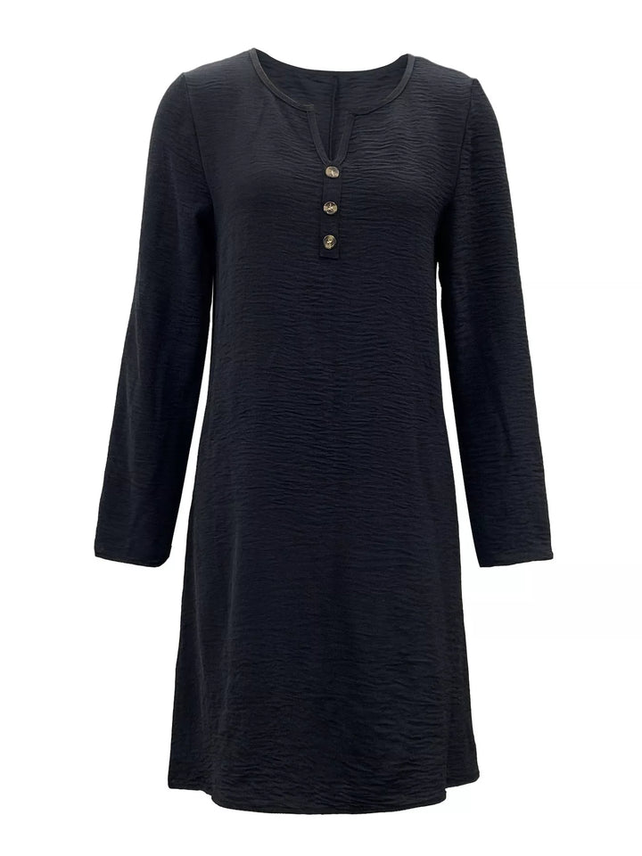 2 Piece Casual Notched Long Sleeve Dress