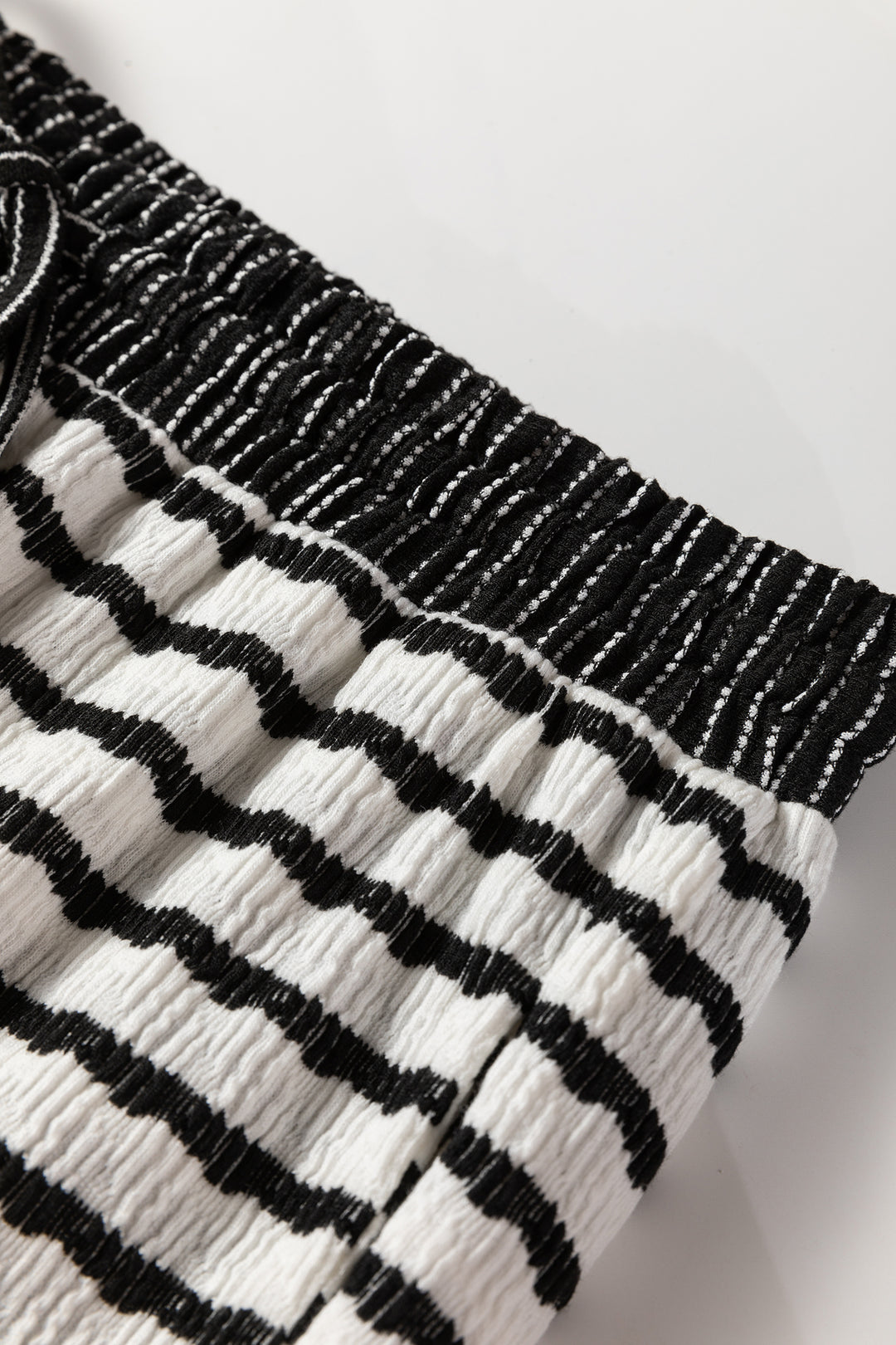 White Stripe Collared Pullover Top and Drawstring Pant Set