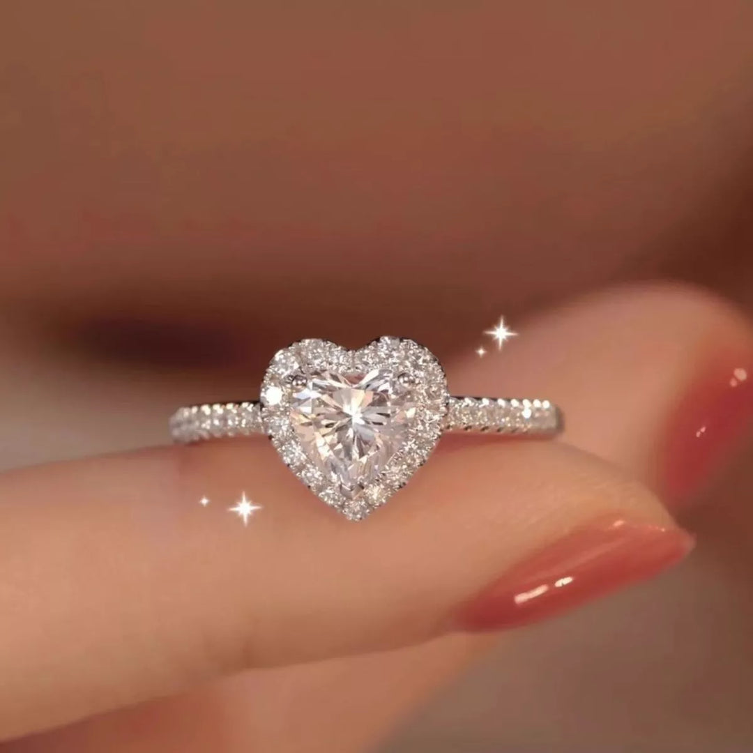 1 Carat Moissanite 925 Sterling Silver Heart Ring