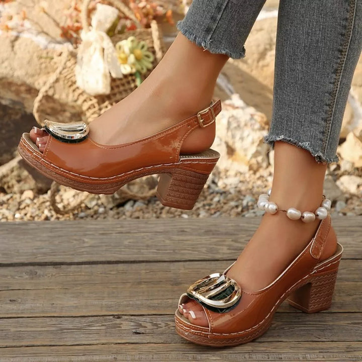 Peep Toe Block Heels Sandals