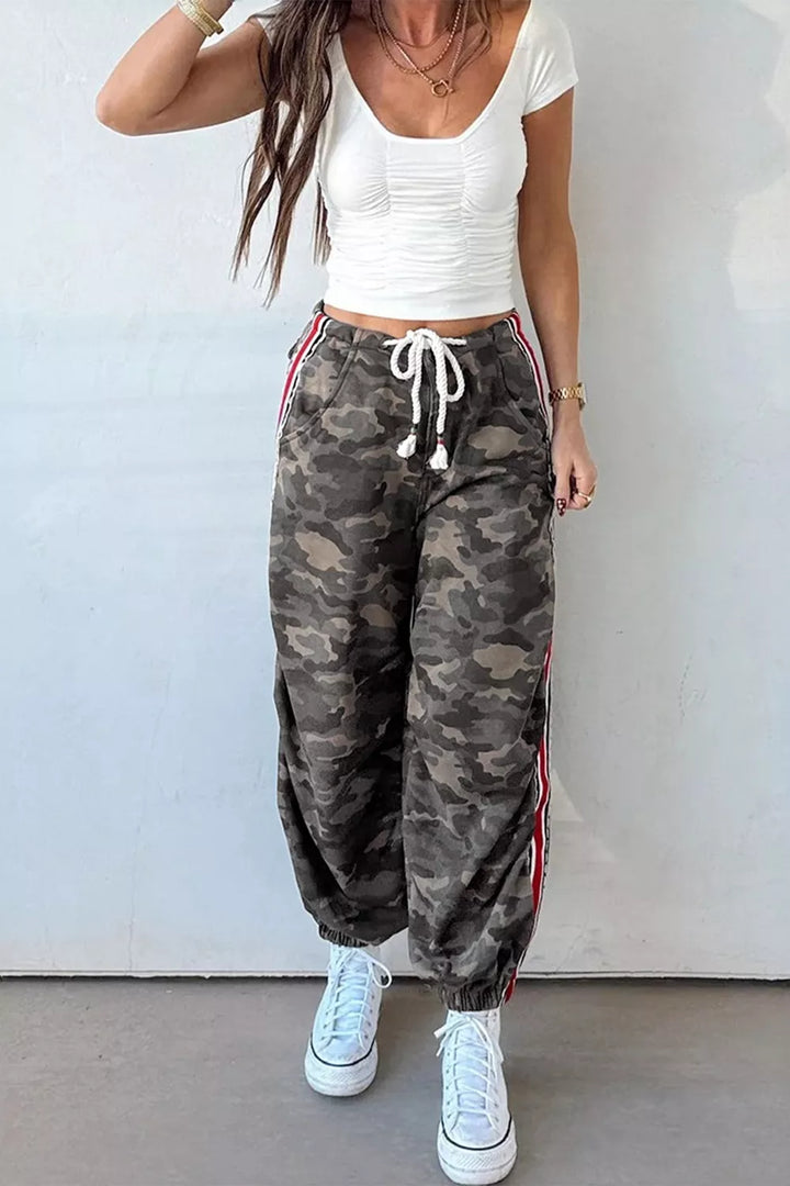 Camo Print Drawstring Waist Joggers