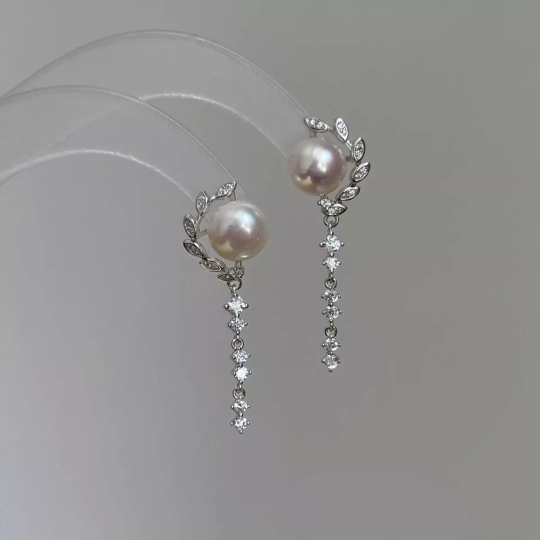 Pearl Zircon Drop Earrings