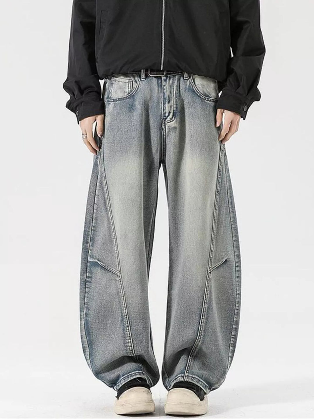 Men's Full Size Washed Wide Leg Jeans Plus Size