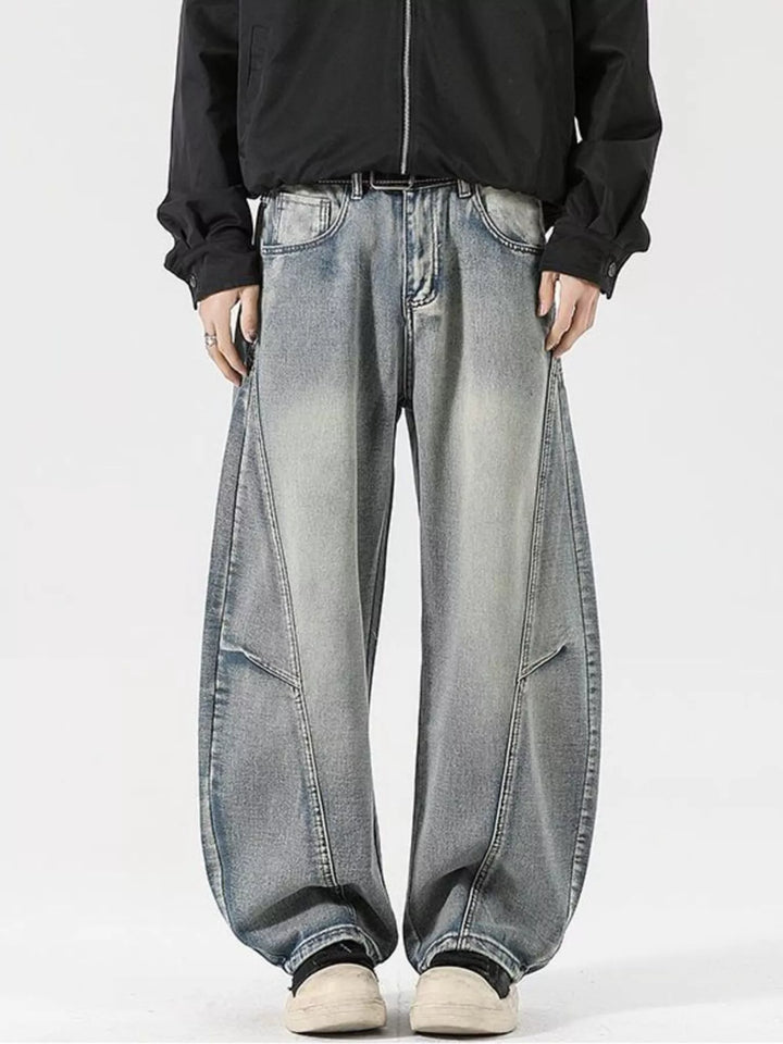 Men's Full Size Washed Wide Leg Jeans Plus Size