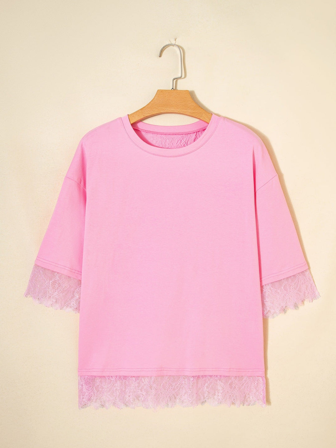 Floral Lace Patchwork Half Sleeve Oversize Tee
