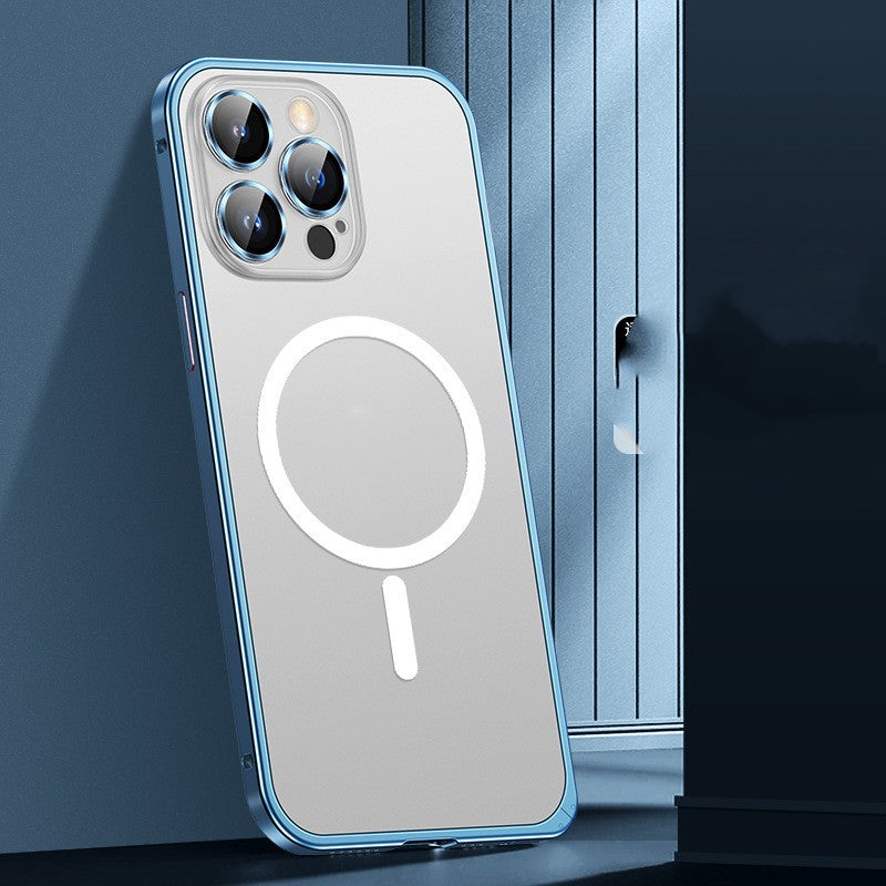 Magnetic Spring Buckle Metal Frame Phone Case Frosted