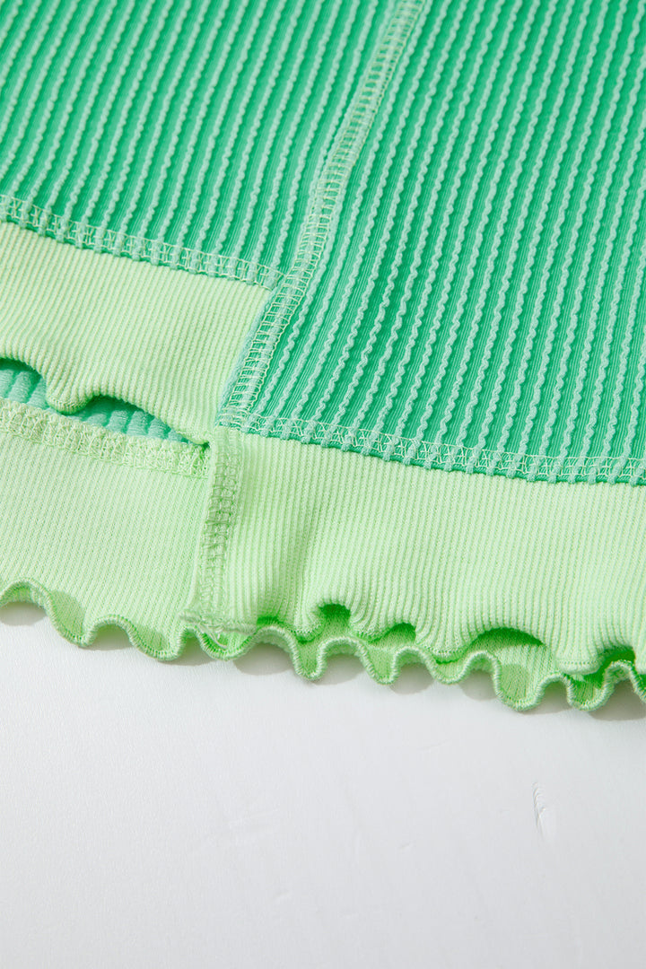 Mint Green Oversize Twist Ribbed Polo T Shirt Dress