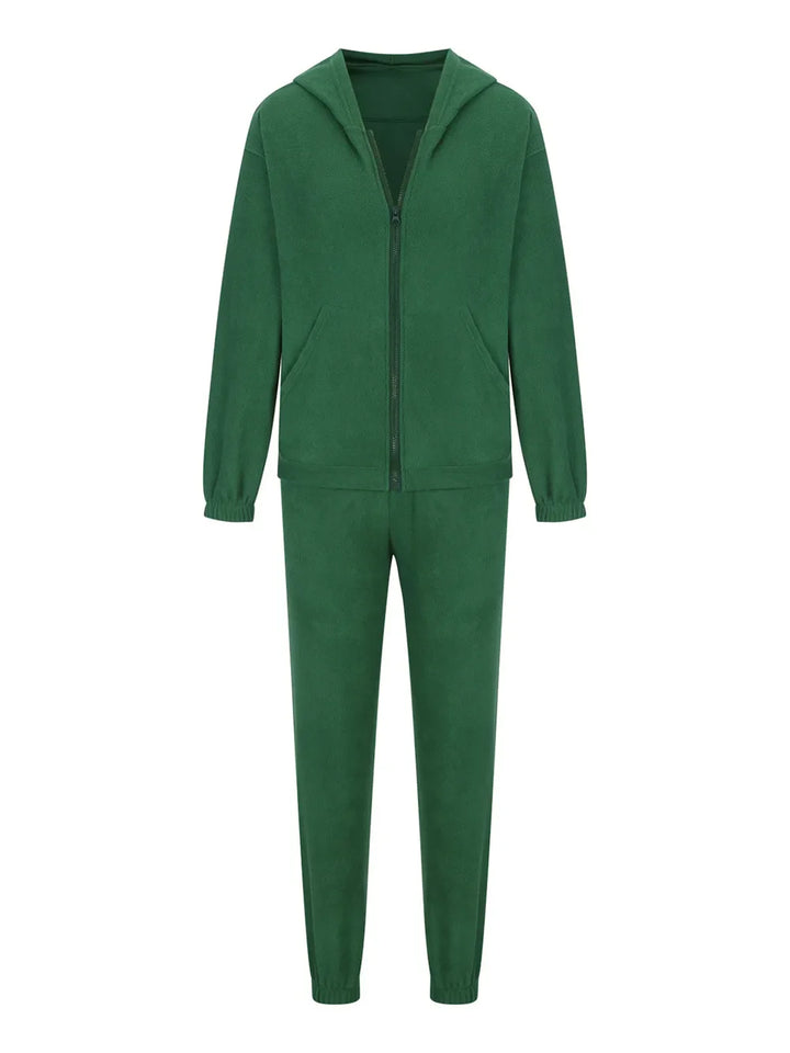 Zip Up Long Sleeve Hoodie and Joggers Set