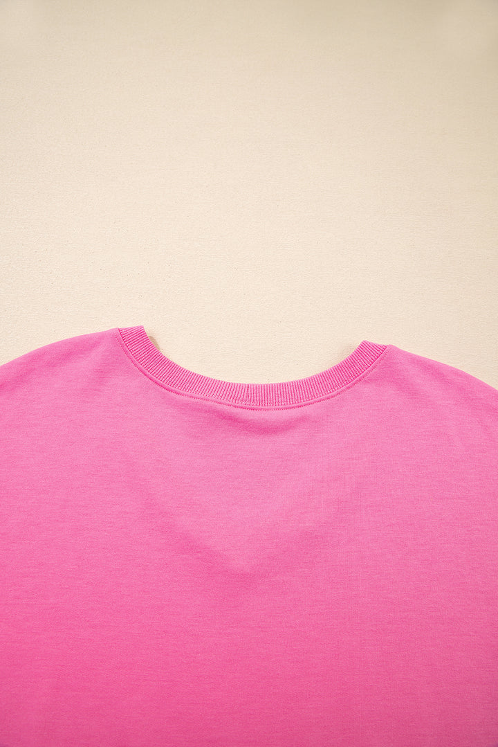 Bonbon V Neck Drop Shoulder Tee and Patchwork Drawstring Shorts Set