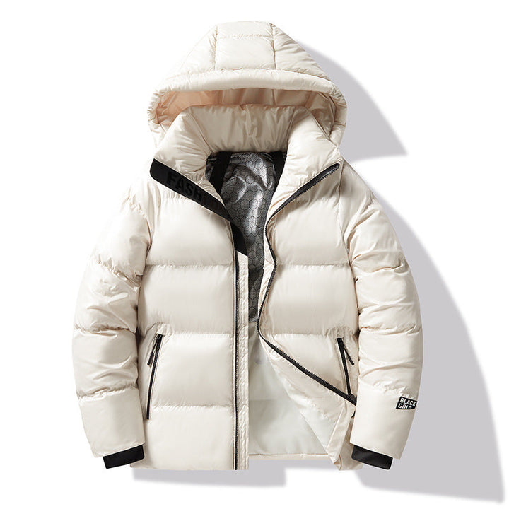 Loose-fitting Black Gold Cotton-padded Hooded Down Jacket
