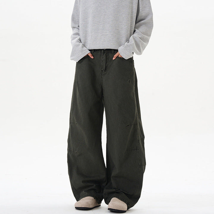 Men's American-style Retro Silhouette Cutaway Wide-Leg Pants