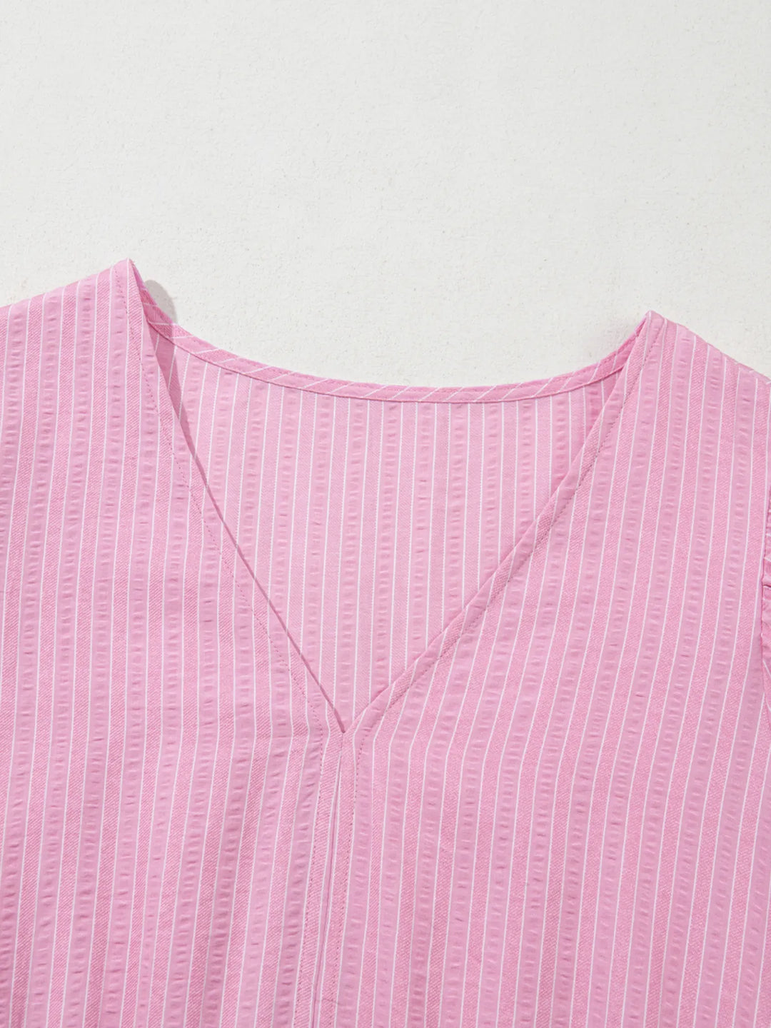 Striped Puff Sleeve V-Neck Maxi Dress
