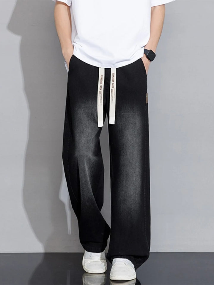 Men's Plus Size Vintage Wash Wide Leg Jeans