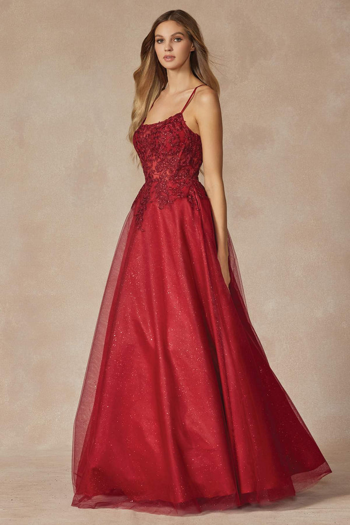 Juliet 295 Floor Length Leaf Lace Gown Corset Bodice Prom Gown