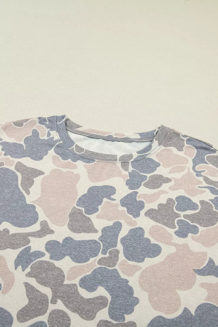Casual Camo Print T-Shirt & Shorts Set