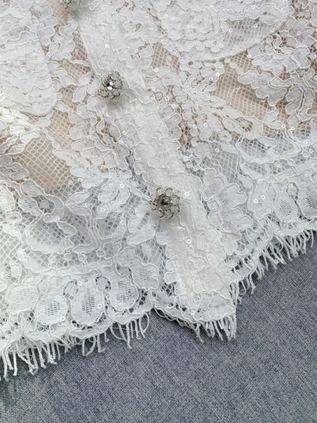 Lace Snap Down Top and Skirt Set