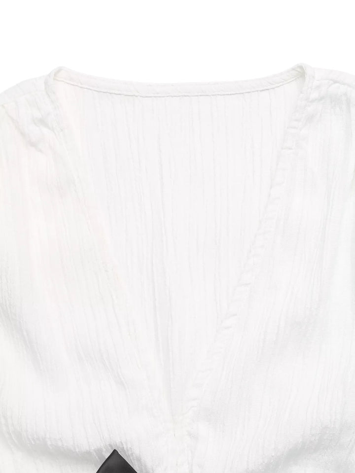 Bow Front Cap Sleeve Blouse
