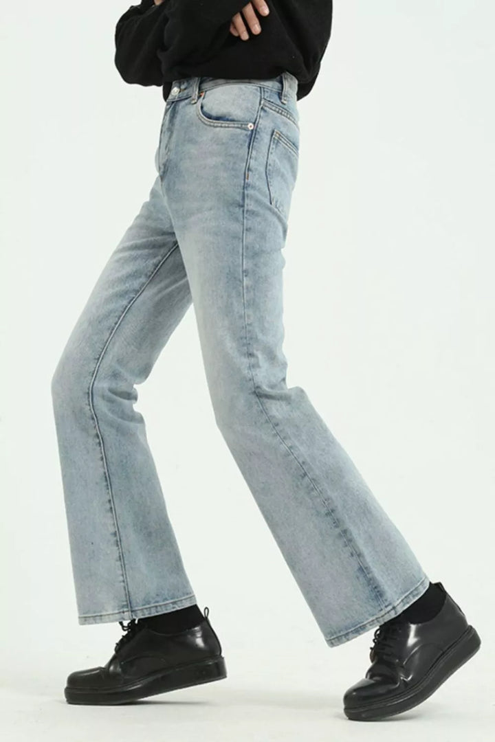 Men's Vintage Wash Straight Leg Jeans with Pockets