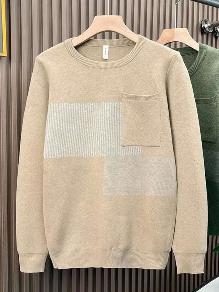 Men's Striped Round Neck Long Sleeve Sweater