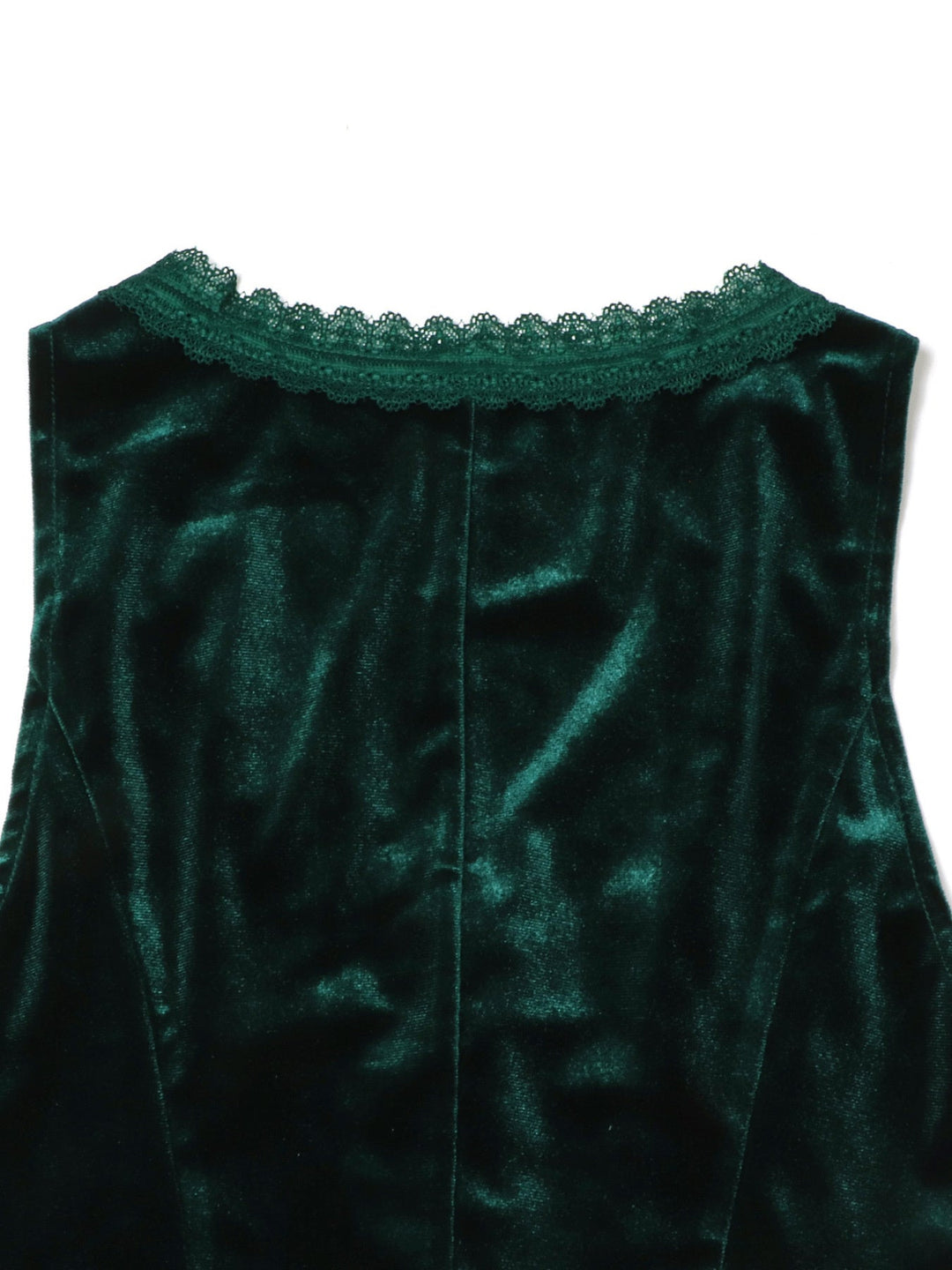 Velvet Lace Trim Button-Down Vest