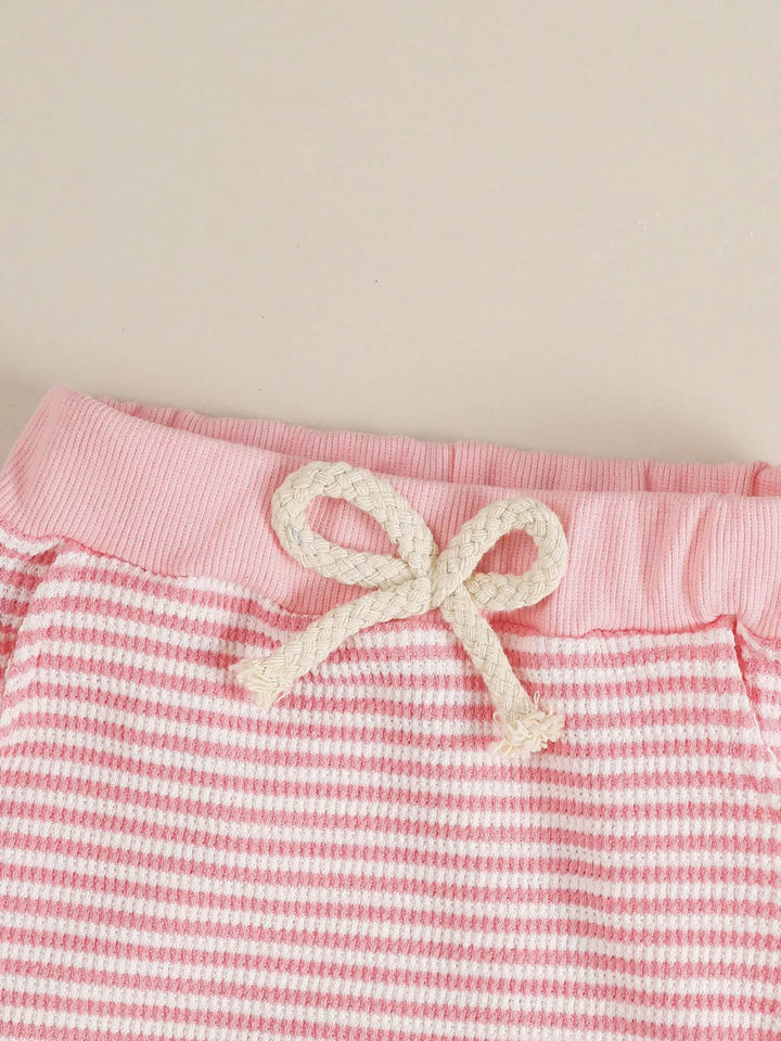 Children's Bow Striped Top and Pants Set