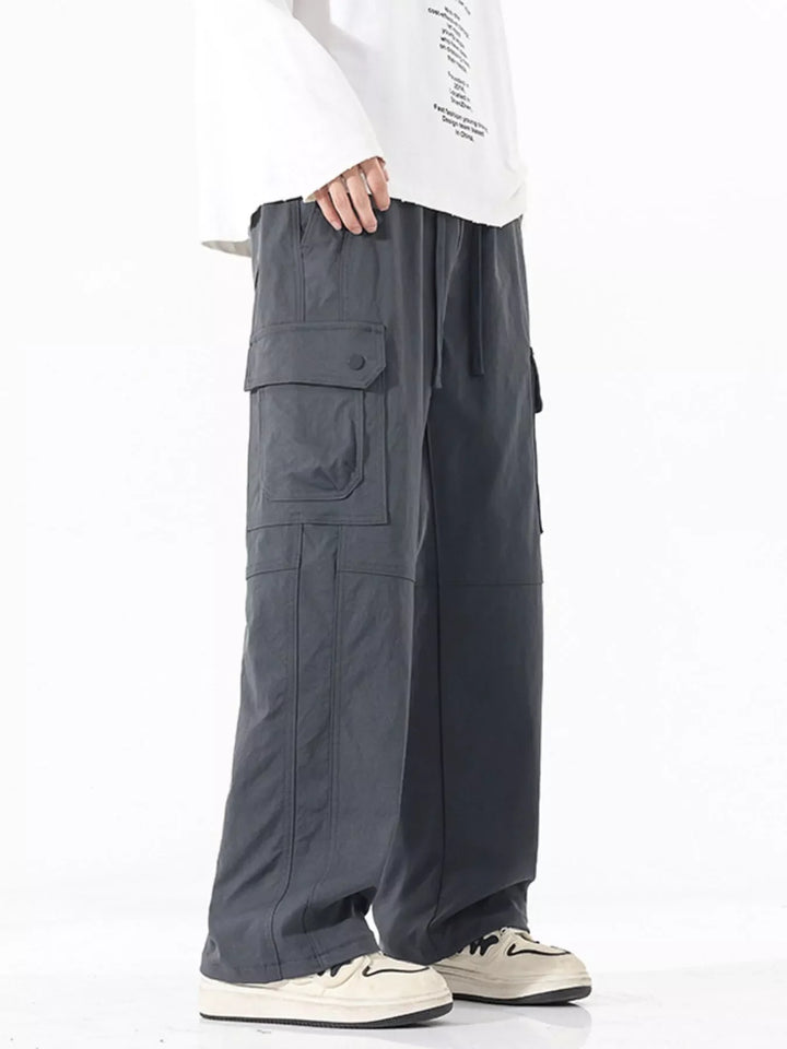 Men's Full Size Drawstring Cargo Wide Leg Pants Plus Size
