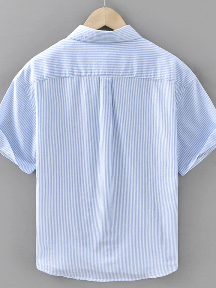 Men's Plus Size Striped Button Up Short Sleeve Shirt