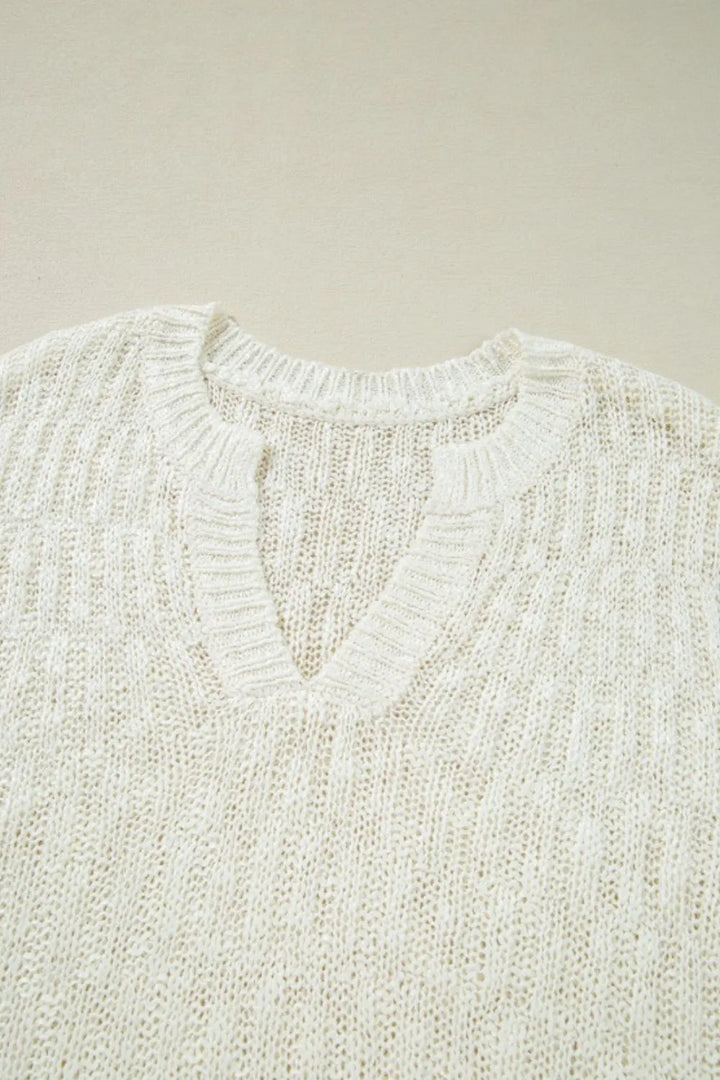 Notched Cap Sleeve Knit Top