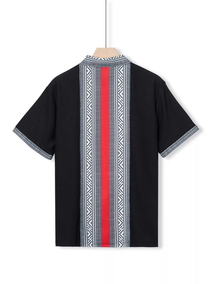 Men's Full Size Casual Geometric Print Short Sleeve Shirt Plus Size