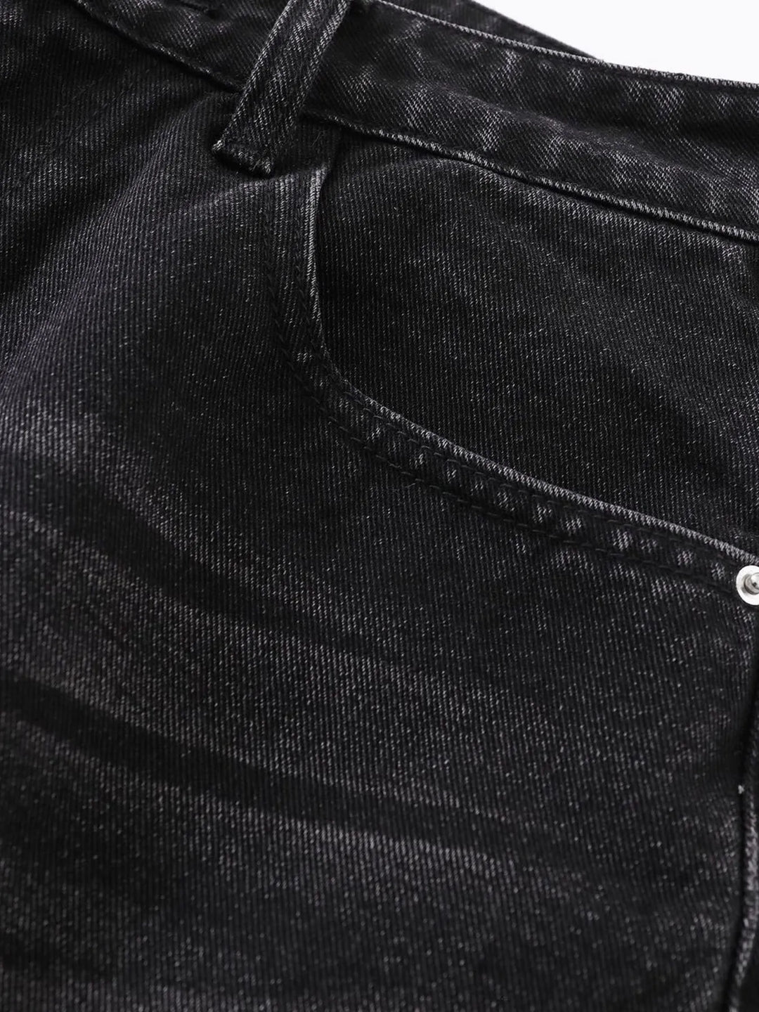 Men's Distressed Denim Shorts with Plaid Patches
