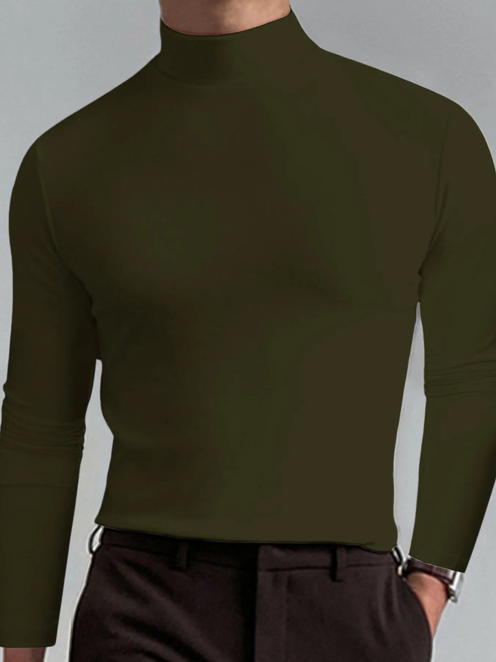 Men's Full Size Turtleneck Long Sleeve T-Shirt Plus Size