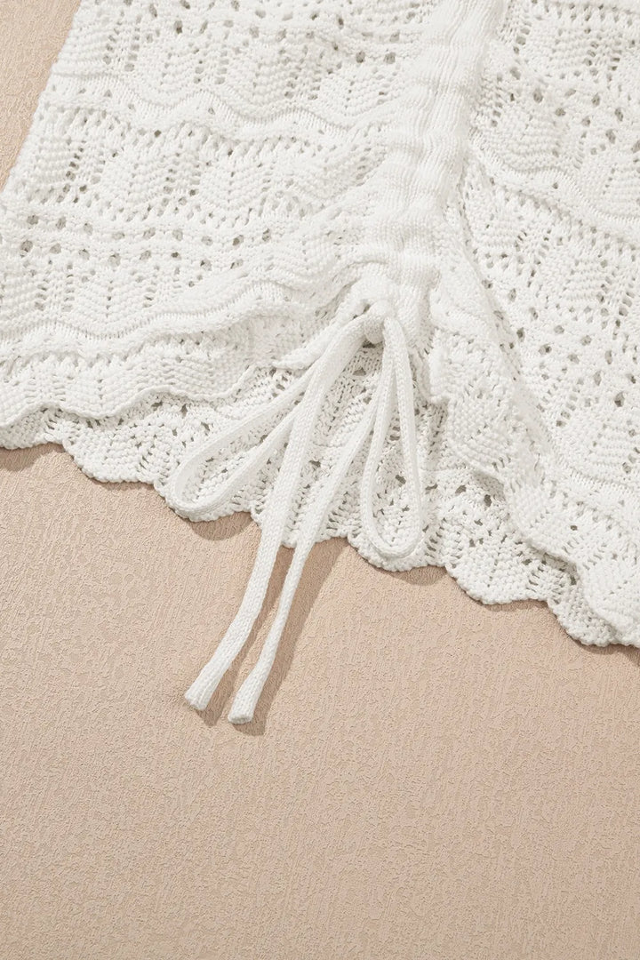 Hollowed Knit V Neck Drawstring Sweater Vest