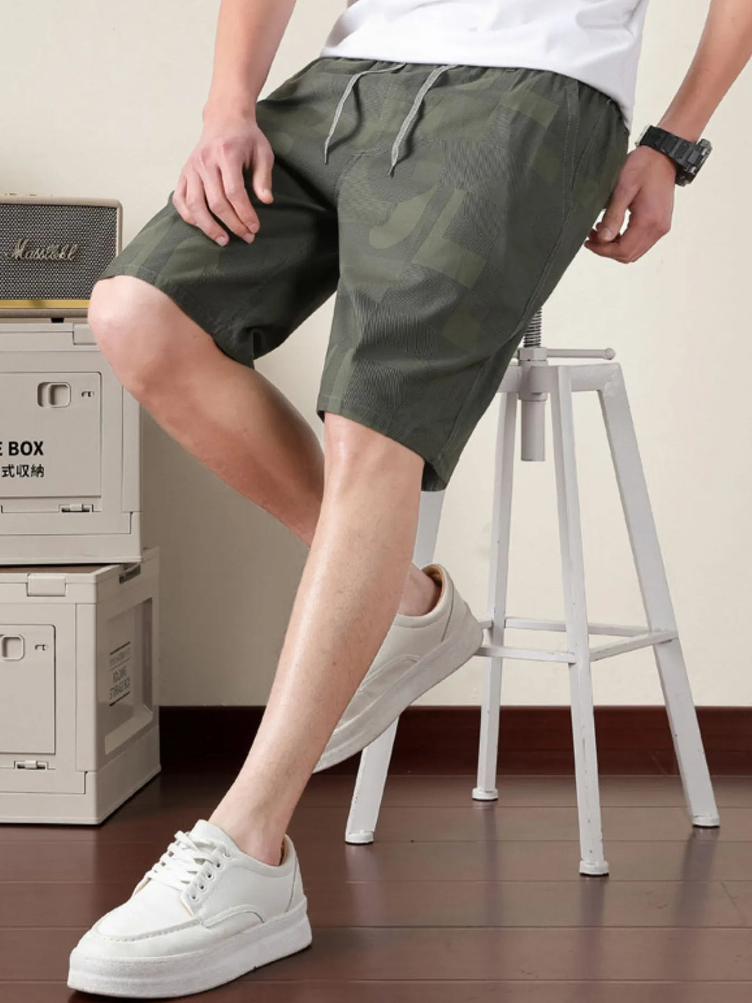 Men's Plus Size Drawstring Shorts with Pockets