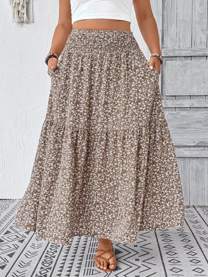 Plus Size Floral Print Tiered Skirt