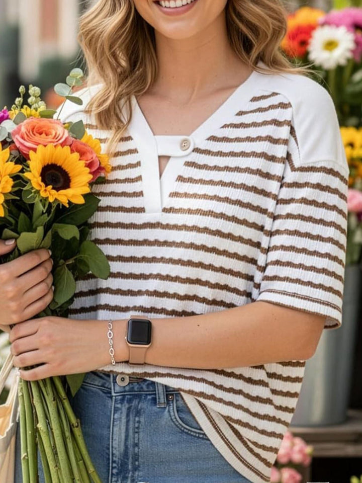 Striped Short Sleeve Casual T-Shirt