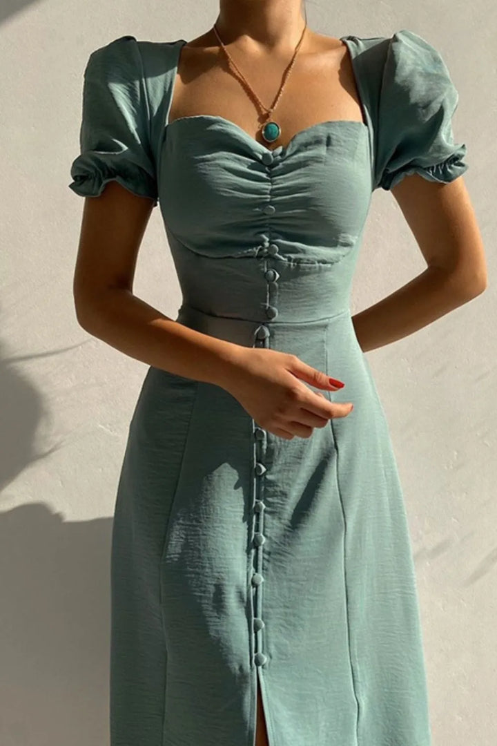 Sweetheart Neck Short Sleeve Dress