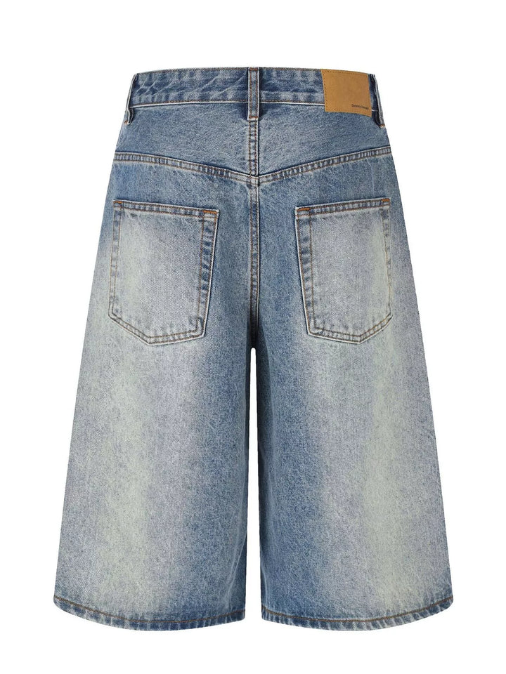 Men's Vintage Wash Wide Leg Denim Capris