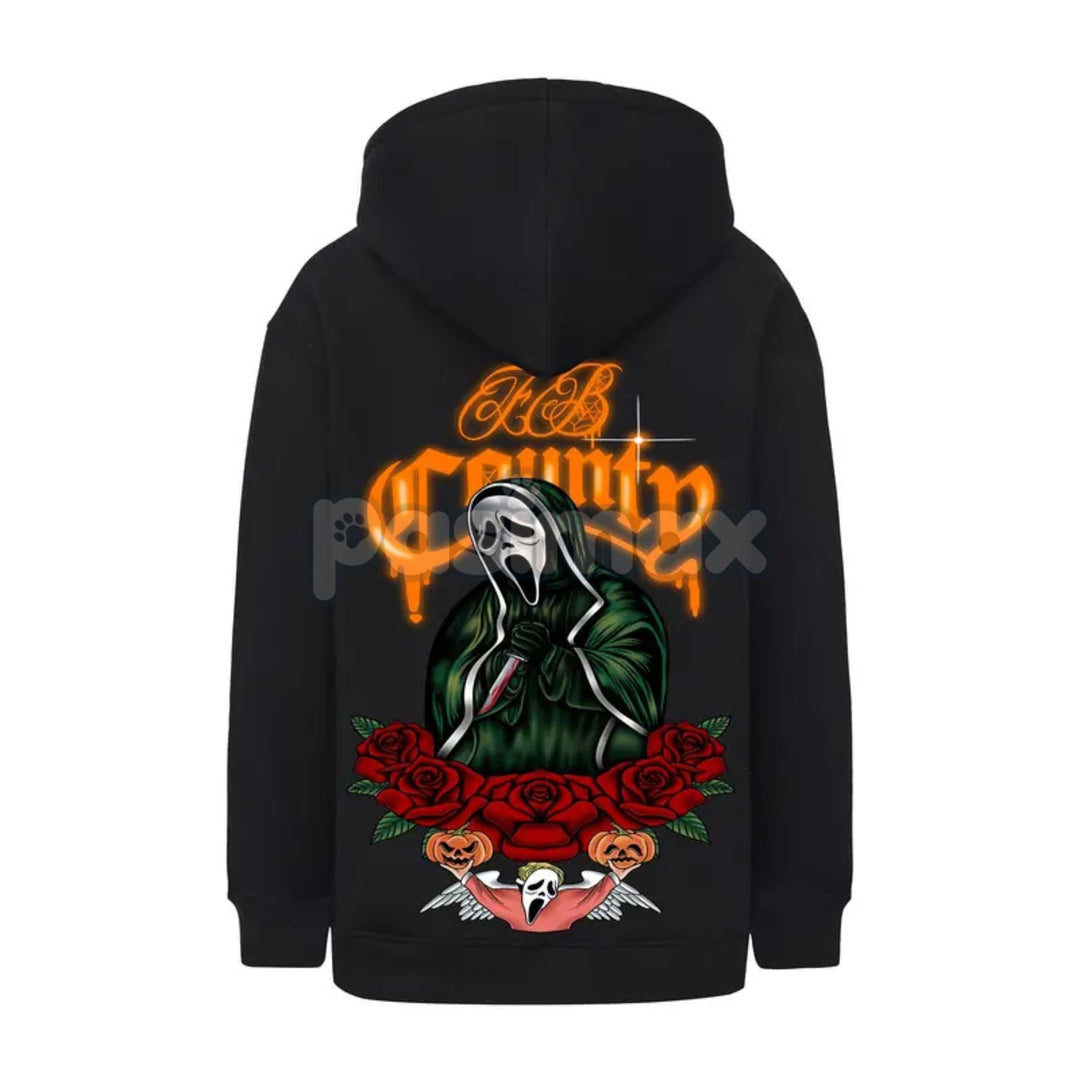 FB County Heavyweight Oversized Halloween Graphic Hoodie – Pullover Streetwear, Unisex Fall Apparel