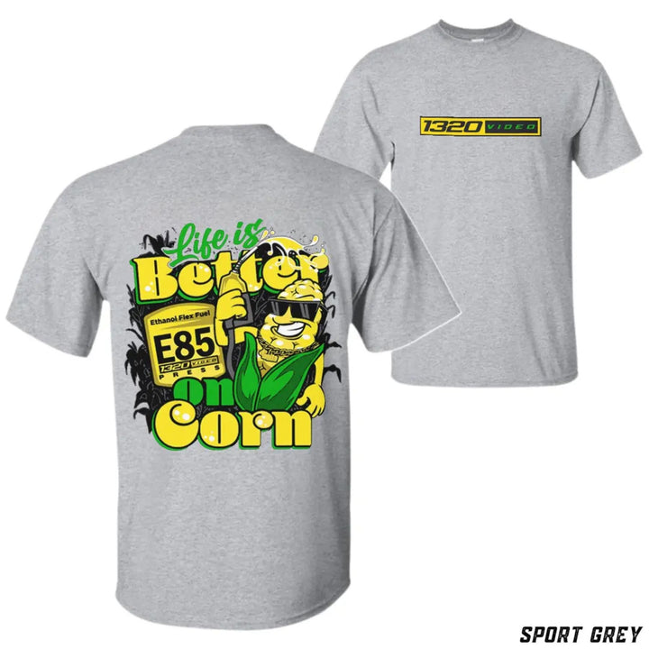 1320 Video "Corn Fuel" T-Shirt - Fun E85 Ethanol Graphic Tee, Street Racing Apparel