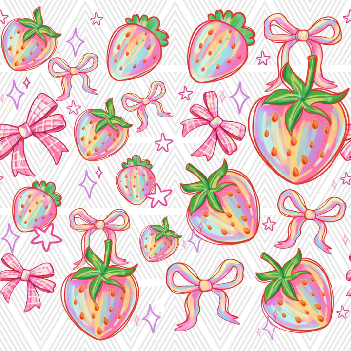 Rainbow Strawberry Bow Glass Cup