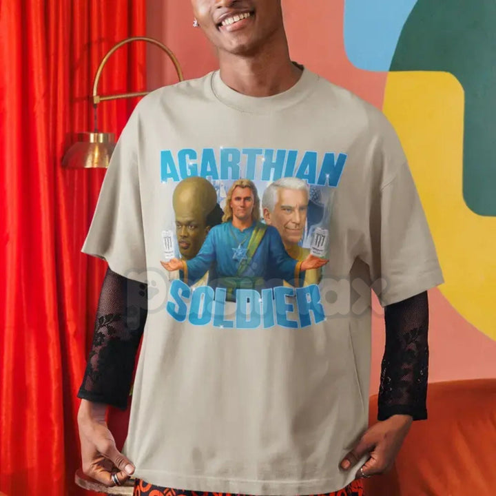 Agarthian Soldier Graphic T-Shirt - "Welcome to Agartha" Funny Tee, Kirkifie Viral Meme Apparel, Hollow Earth Theory Streetwear Shirt