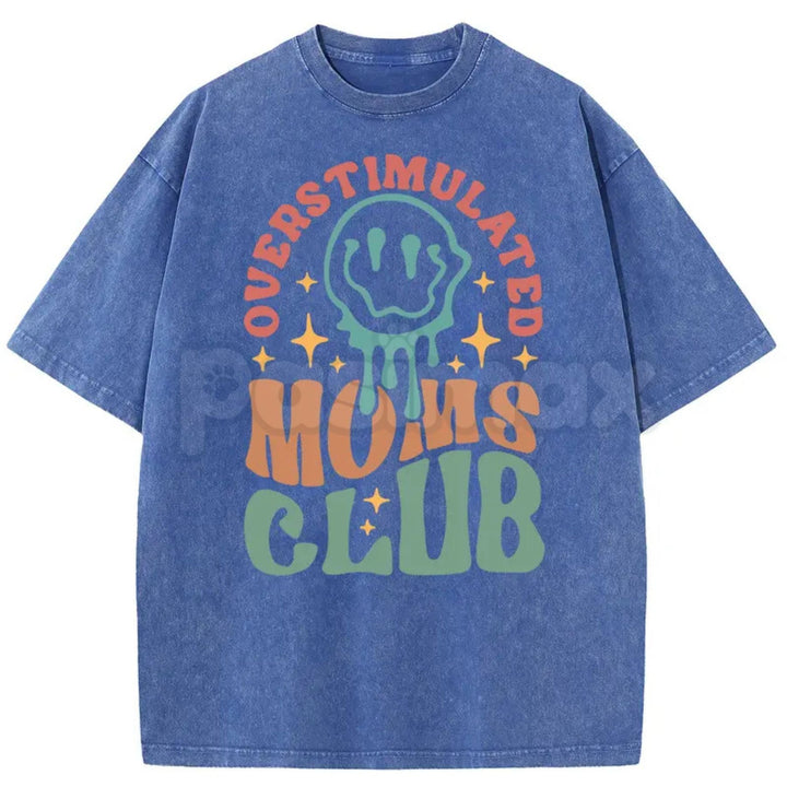Holafish Oversize Acid Wash Vintage “MOM’S Club” T-Shirt – Retro Aesthetic Graphic Streetwear