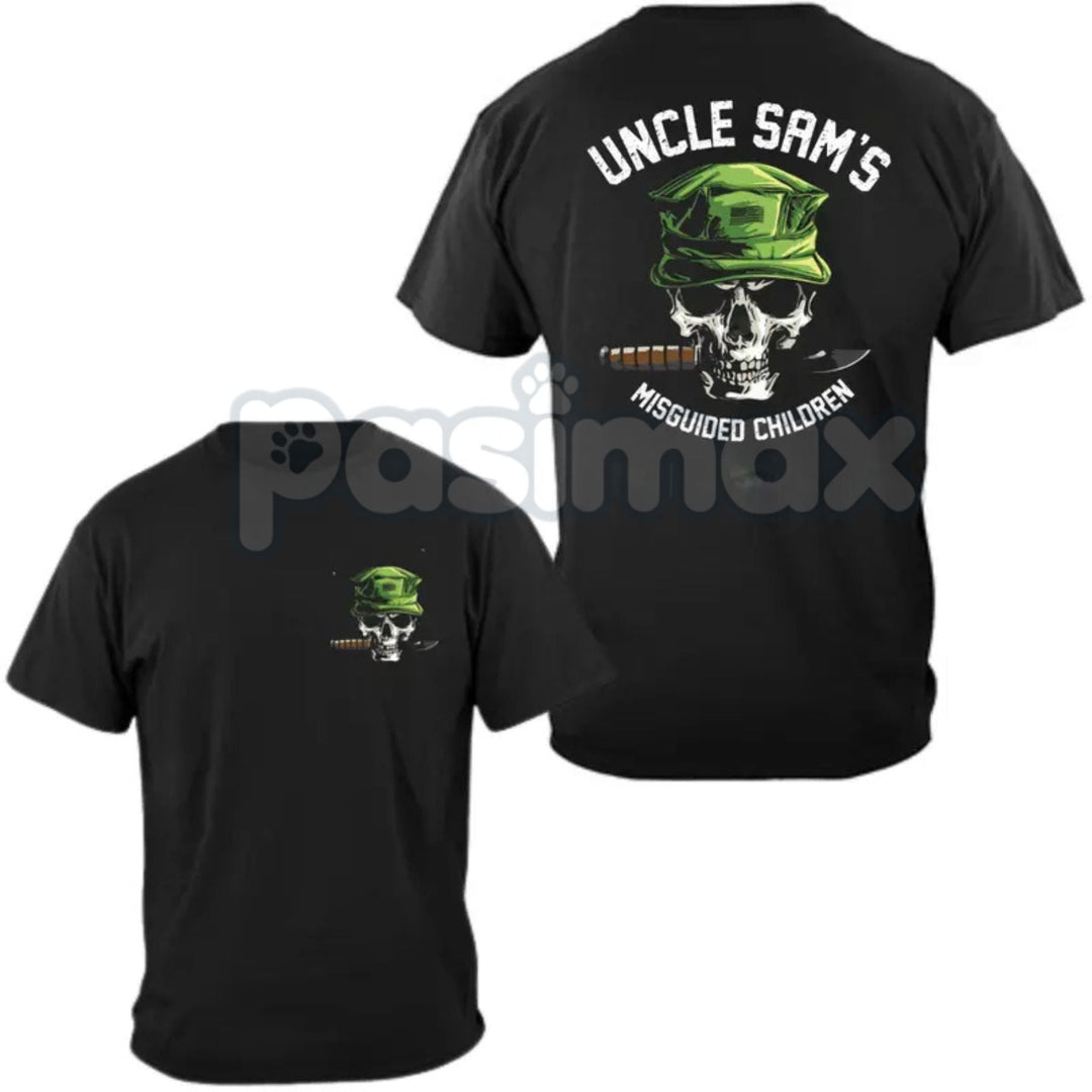 "Uncle Sam's Misguided Children" T-Shirt - Military Cynical Humor Tee, USMC Inspired Slogan Shirt, Veteran Anti-Establishment Apparel